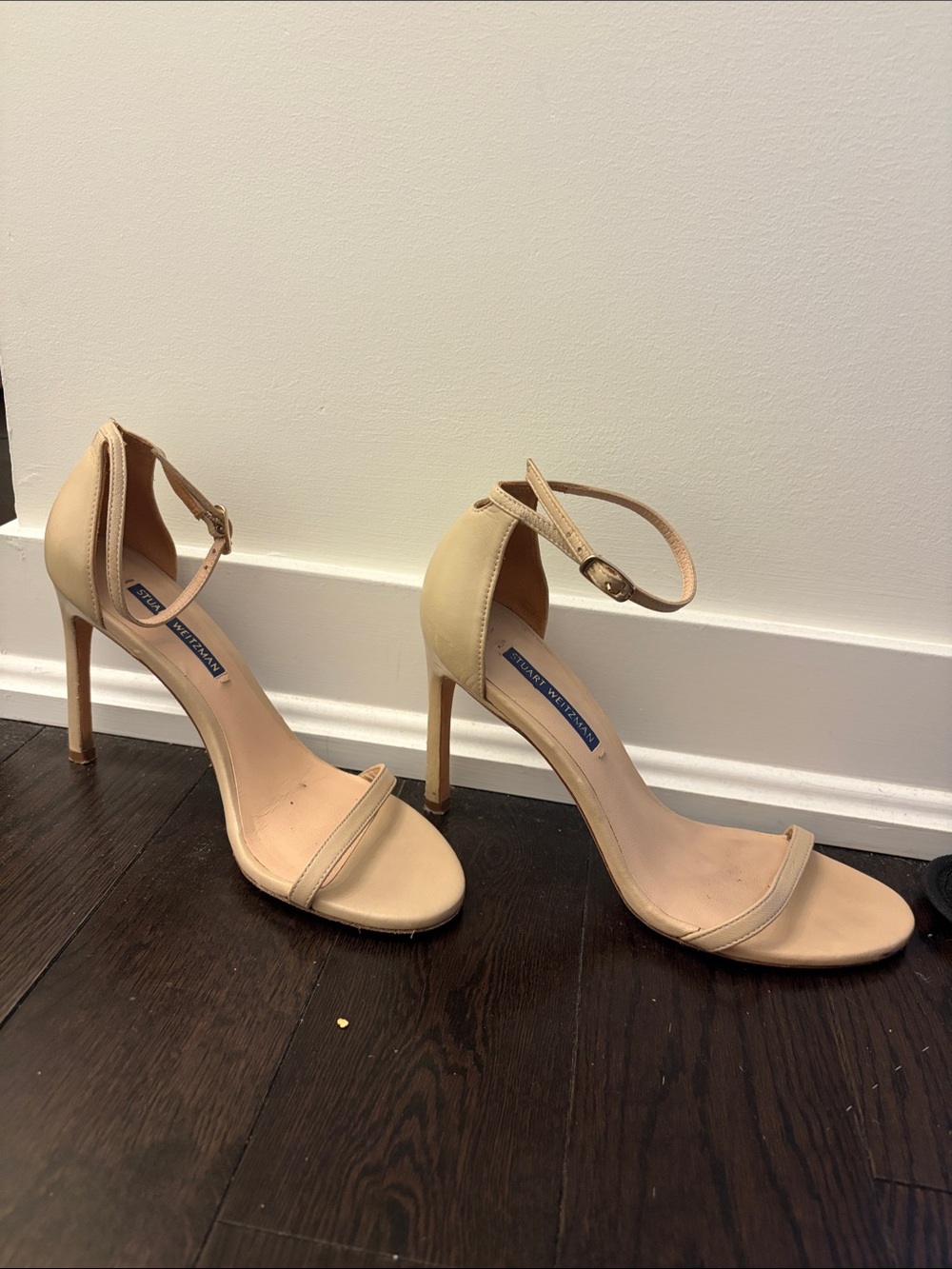 Stuart Weitzman Nude Ankle-Strap Stiletto Sandals - Picture 2 of 8